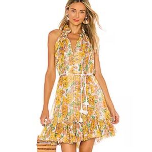 Floral Halter Dress in Yellow and Green